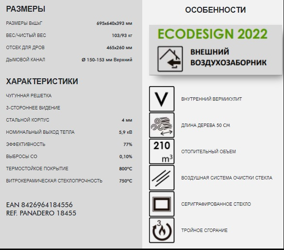 Печь-камин PANADERO CAPRI TRIVISION