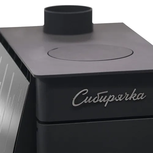 Печь отопительная с плитой &amp;quot;СИБИРЯЧКА&amp;quot;-9 кожух нерж. сталь, дверца со стеклом