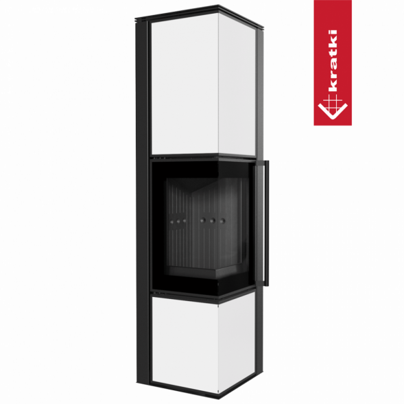 Печь Kratki PRO TORA/L 8 кВт, белое стекло (Черная футеровка, с доводчиком)