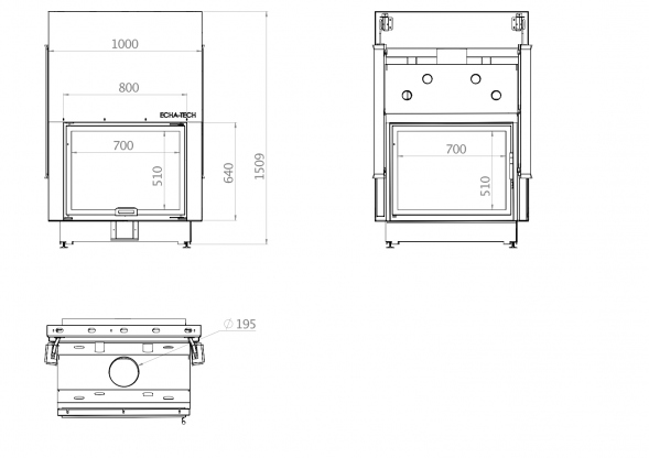 Каминная топка двойная 80x64 C G Echa Tech
